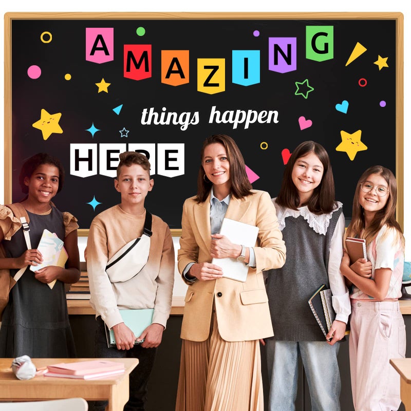 LioNergy Classroom Bulletin Board Decoration Set Welcome Bulletin Board Wall Door Decor for Kindergarten Preschool Elementary Middle School - Amazing Things Happen Here - Image 5